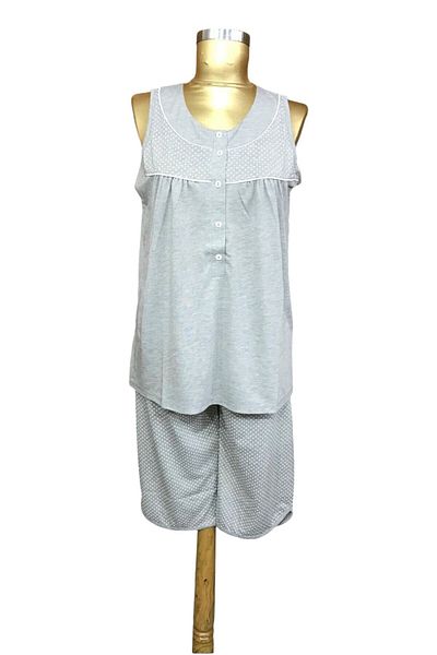 NENA COLLECTION Zero Arm Capri Set -2671-grey