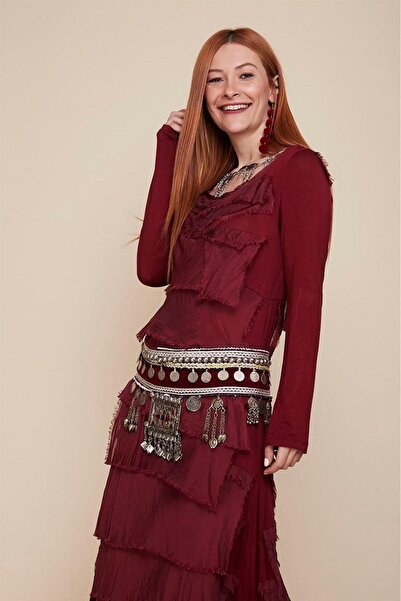 Bohem Stil Ιταλικό φόρεμα 2 μεγεθών με λεπτή εμφάνιση με μακρυμάνικο μεταξωτό φόρεμα