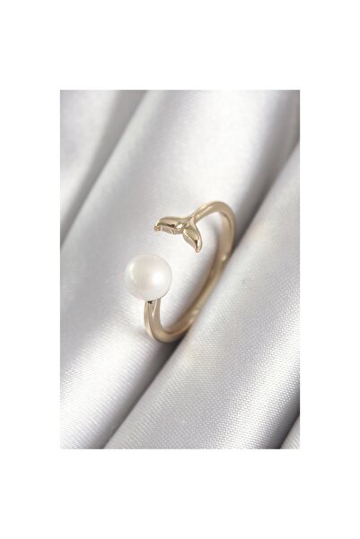 Clariss النحاس الذهب اللون لؤلؤة الكرة الشكل ذيل السمكة نموذج خاتم المرأة - T...