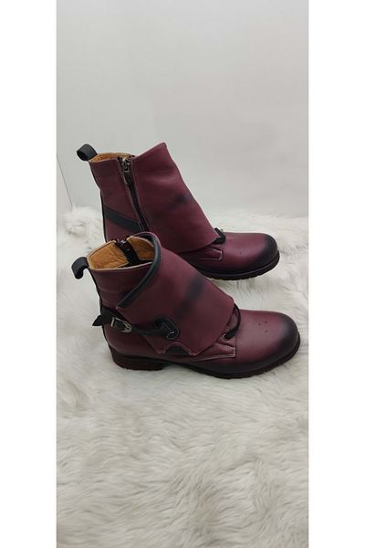 ÇİĞDEM KUNDURA Çiğdem Real Leather Claret Red Women's Boots (B2B)