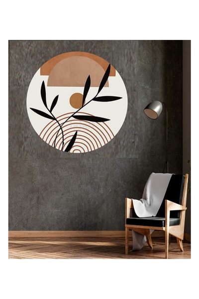 HDART ملصق حائط ورق حائط تجريدي بخطوط دائرية من القماش ذاتي اللصق