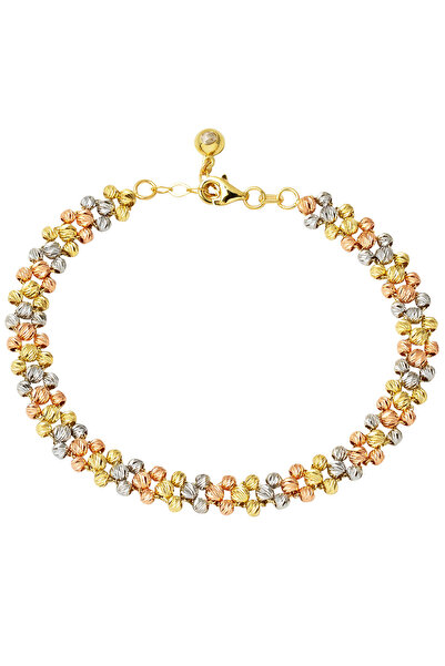 Bilezikci 3 Sıra Top Altınlı 14 Ayar Bileklik