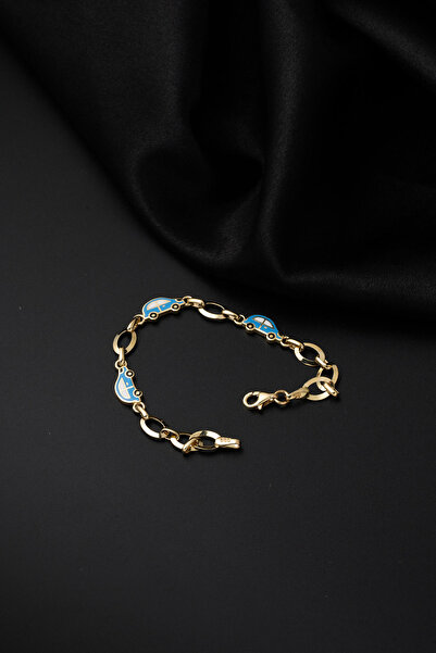 Bilezikci Mavi Araba Altın Bebek Bilekliği