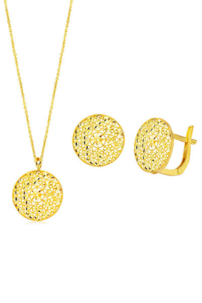 Label Yaşam Çiçeği Kolye & Küpeli 22 Ayar Set