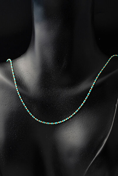 Bilezikci Yeşil Mineli 14 Ayar Altın Zincir Kolye