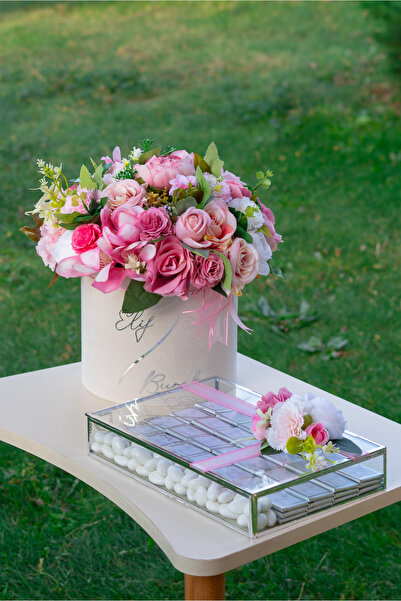 FilizKonuk Kutuda Kız İsteme Çiçeği ve Cam Kutuda Nikah Şekeri Söz Nişan Çiko...