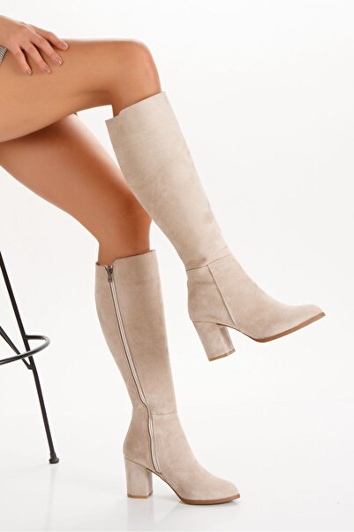 NASSAN KADIN SİVRİ KALIPLI TAŞLI ÇİZME