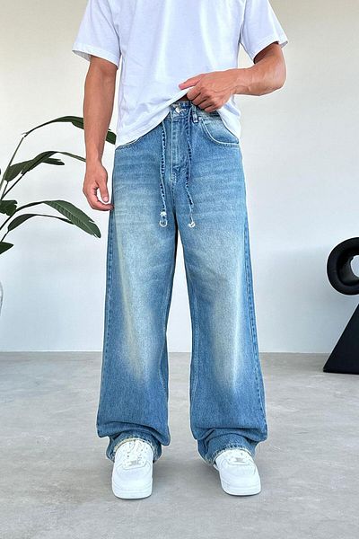 HAFKAGİYİM μαλακό ντεγκραντέ μπλε Αψιδωτό Basic Extra Loose φαρδύ παντελόνι