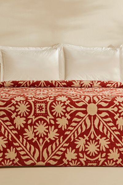 Karaca Home Velma Double Blanket - Cotton Terracota