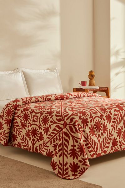 Karaca Home Velma Double Blanket - Cotton Terracota
