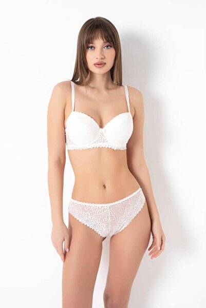 Rawanda Білий бюстгальтер з підкладкою та трусики з візерунком