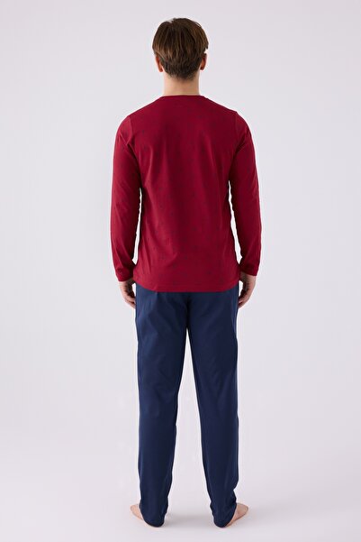 Arnetta Long Sleeve Men's Pajama Set Claret Red