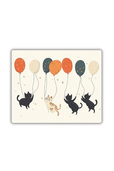 lili hediyelik Τυπωμένο Mouse Pad Flying Balloon Cats 18x22 cm