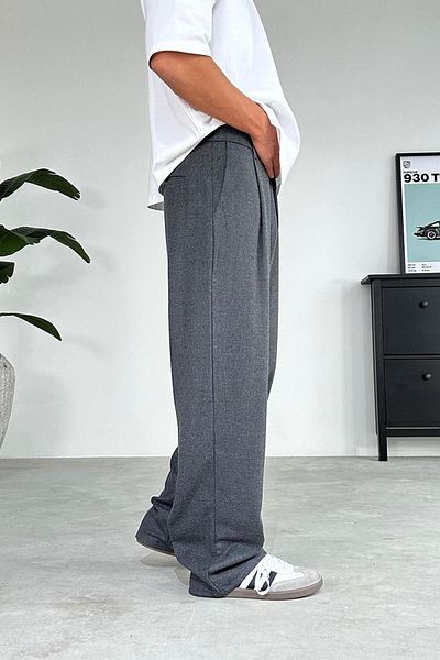 HAFKAGİYİM Anthracite Pleat Detail 01 Baggy Fabric Trousers
