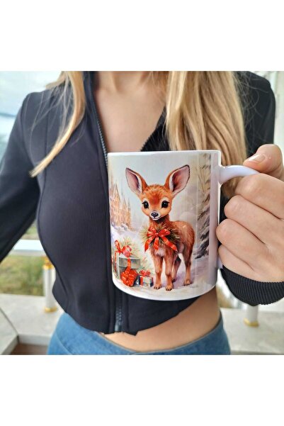 mug shop كوب بتصميم عيد الميلاد مع شكل حيوان جميل - كوب هدية