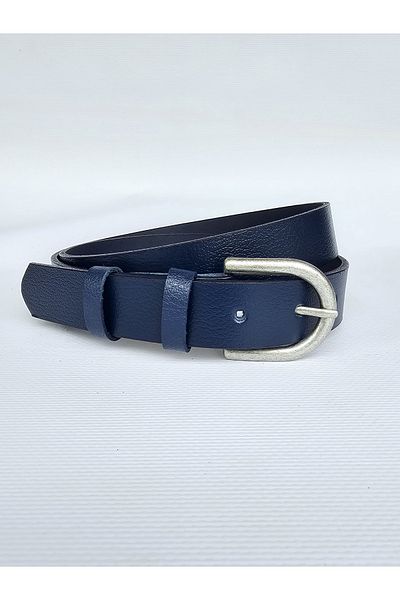 Kemerix Ζώνη 100% γνήσιο δέρμα με κασσίτερο με πόρπη Navy Blue