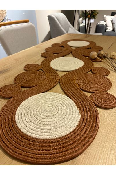 MaVaux Ahenk Jute Wicker Look Runner - 40x110, покривка със специален дизайн, юта Runner