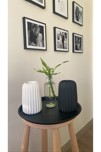 KiblyHome 2’li Set Çizgili Vazo