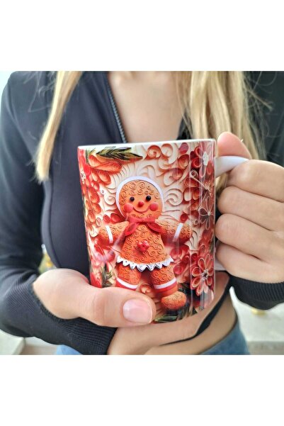 mug shop Gingerbread Kurabiye Tasarımlı Yılbaşı Kupası-Hediyelik Kupa Bardak