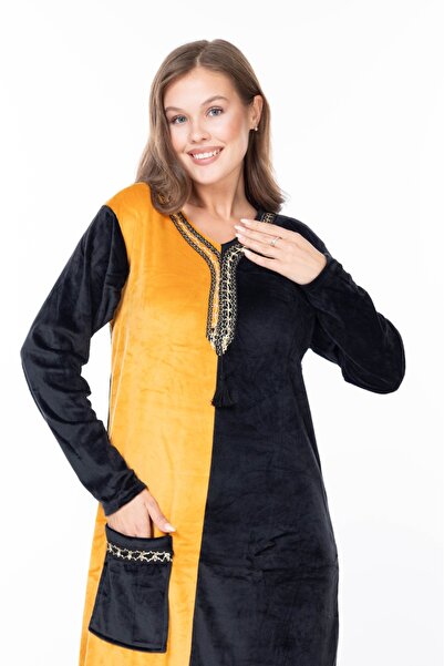 mervemoda Women's Long Sleeve Velvet Dress