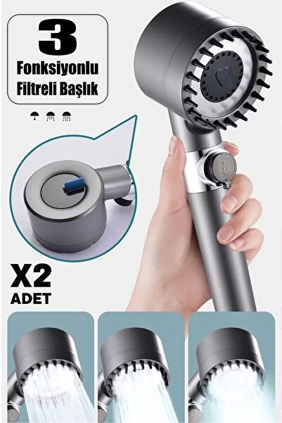 Berdina Home 2 Adet 3 Fonksiyonlu Banyo Duş Başlığı Filtreli Kireç Önleyici T...