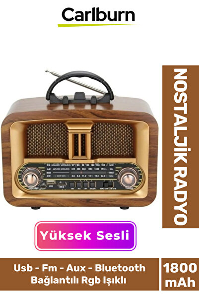 Carlburn Kaliteli Yüksek Sesli Retro Şık Ahşap  Bluetooth Bağlantılı Fm Usb T...
