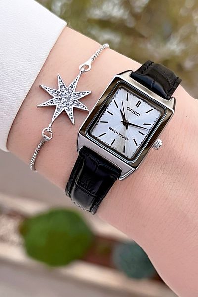 Casio Women's Wristwatch with Metallic Band Black Color 24 Months Warranty