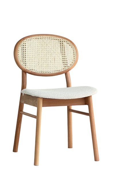 Woodenbend Beslan Natural Ahşap Yuvarlak Masa Takımı 110x110 – 4 Doğal Hazeranlı Sandalyeli