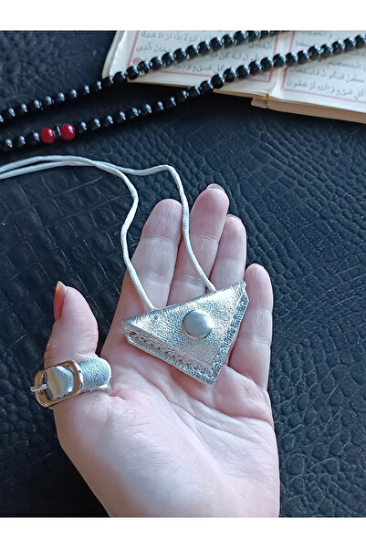 ViP GiFT Mini Cevşen Dualı Kolye Muska Hakiki Deri El Yapımı Üçgen