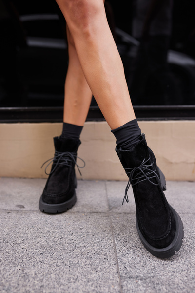 ANGELİNA JONES ATTO KADIN SİYAH GERCEK DERİ SUET BOT