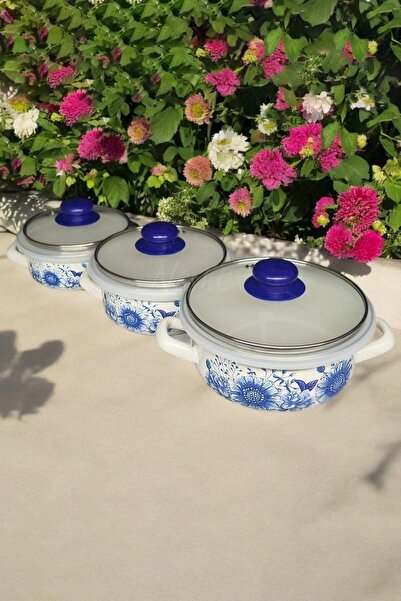 Nishev.com Evini Sev Italian Merve 3-Piece Enamel Pot Set 14/16/18 cm - Cooking or Storage