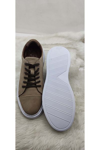 ÇİĞDEM KUNDURA Real Leather Crocus Sand Nubuck - Ανδρικά παπούτσια με χοντρή σόλα (GSO 1481)