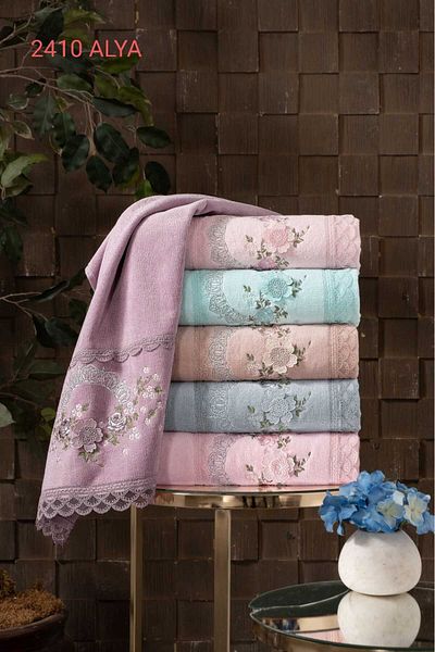 Fiesta Σετ πετσετών κουζίνας Alya Velvet 3D κεντημένο 100% μπούκλες 6 τεμαχίων (30X50 CM)
