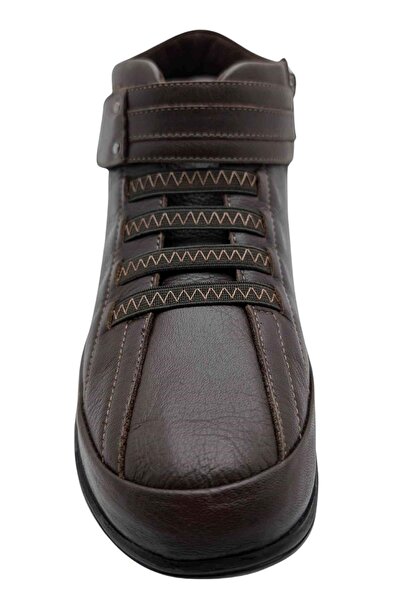 Voyager Γυναικείες ορθοπεδικές μπότες από πραγματικό δέρμα μαύρο ελαστικό, Velcro (7118)