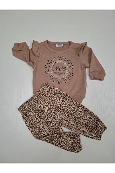 Miniworld Kız Bebek Leopar Desenli Alt Üst Takım