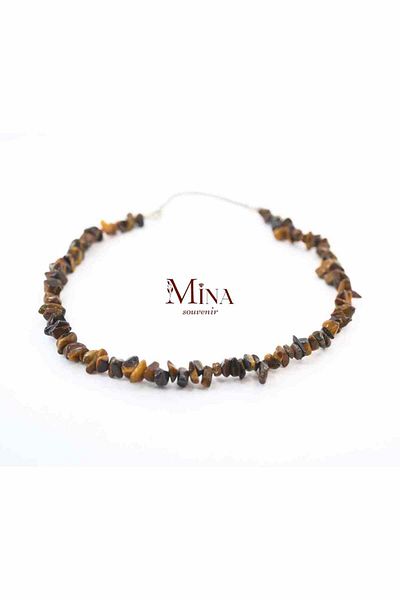 Mina Souvenir Natural Stone Necklace and Bracelet Set Variations (Pink Quartz, Tulip, Tiger Eye)