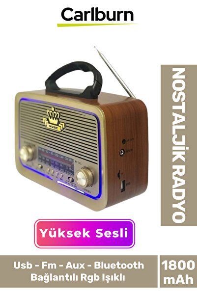 Carlburn Güneş Enerjili Yüksek Sesli Retro Nostalji Bluetooth Usb Sd Kart Rad...