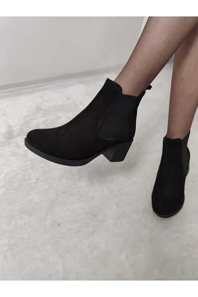 ÇİĞDEM KUNDURA Boreals Women's Boots - Real Nubuck Leather, Elastic Side Panel, Short Length (ARY B1)