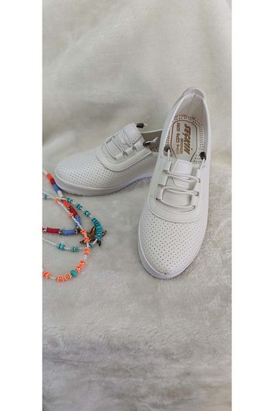 ÇİĞDEM KUNDURA Cream Colored Crocus Casual Women's Shoes - Rubber Tied