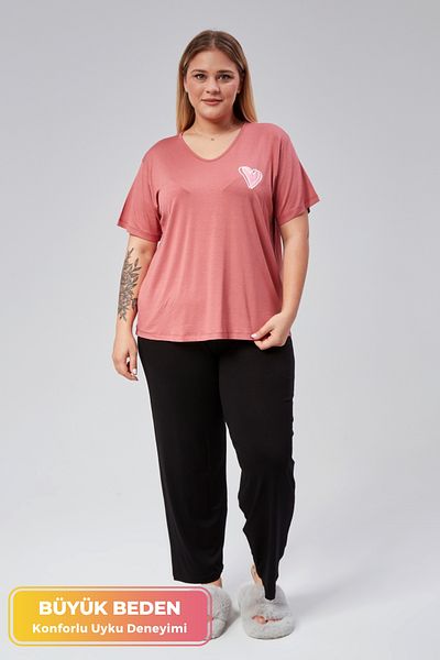 tarzımsüper Luxury Winter Viscose Cotton Plus Size Pajama Set - Comfort Model with Elastic Waist