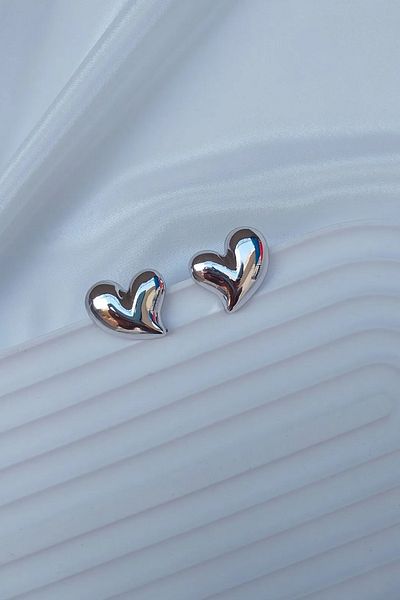 Alexis Carrel Asymmetric Patterned Curved Women's Heart Earrings