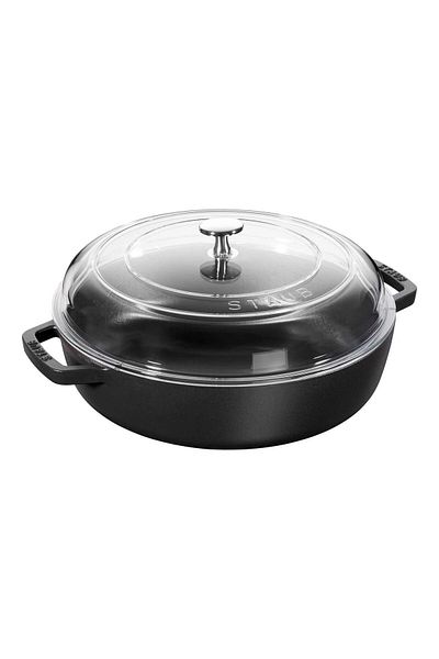 STAUB 26cm Black Saucepan with Glass Lid Cast Iron - 405010620