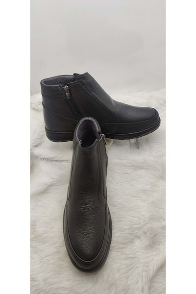 ÇİĞDEM KUNDURA Genuine Leather Black Orthopedic Soft Men's Boots - Çiğdem (1)