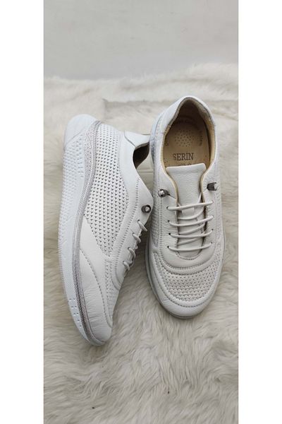 ÇİĞDEM KUNDURA Pantofi casual de damă din piele naturală White Crocus