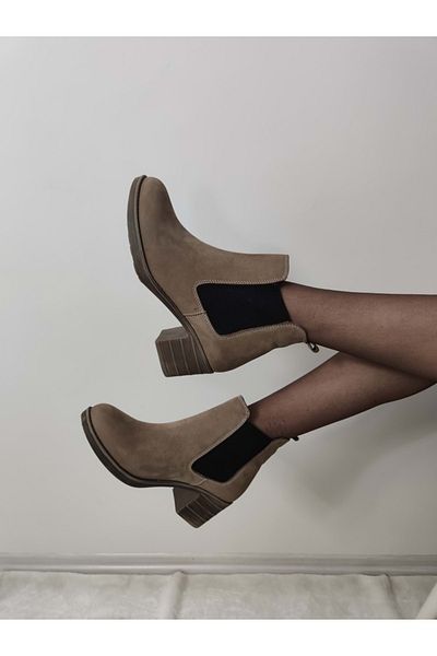 ÇİĞDEM KUNDURA Γυναικείες μπότες Boreals - Real Nubuck Leather, Ελαστικό Πλαϊνό Πάνελ, Κοντό Μήκος (ARY B1)