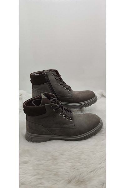 Voyager Men's Boots - Gray Nubuck, Genuine Leather, Side Zipper (4976)
