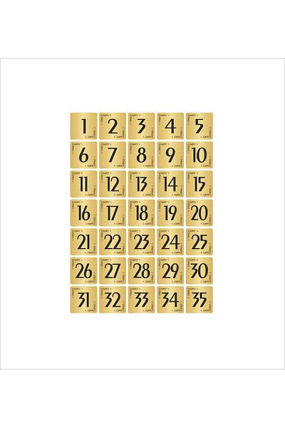 Özarslan Dizayn Metal Door Table Cabinet Number Plate 10X10Cm Gold Color 35 Pieces (1…35)