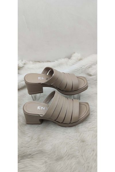 ÇİĞDEM KUNDURA Genuine Leather Platform Heeled Crocus Slippers