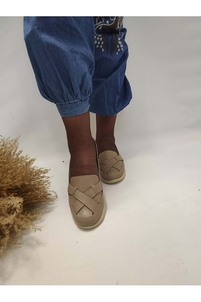 ÇİĞDEM KUNDURA Vividra Women's - Real Leather Casual Comfortable Shoes (ARY)