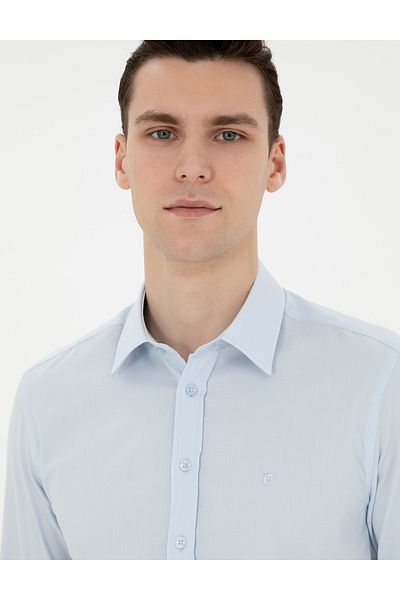 Pierre Cardin Ανδρικό αθλητικό πουκάμισο Pierre Cardin Slim Fit - Φιλιππινέζικο 003 γαλάζιο